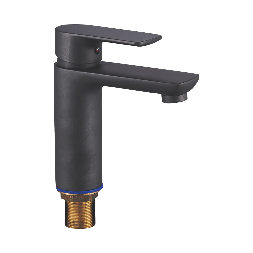 Svart handfatsblandare med ett hål